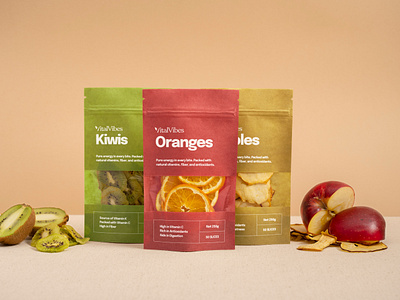 VitalVibes - Dried Fruits Logo + Packaging Design System abstract brand identity dried fruit dried fruit packaging dried fruits fruit packaging logo logo design packaging packaging design