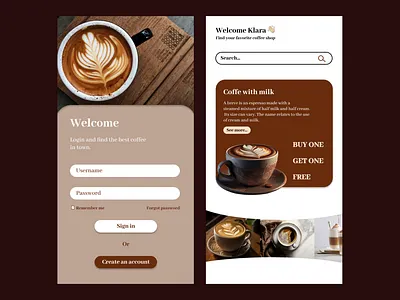 Coffee app aestethic app application autumn branding coffee design designing fall graphic design iphone logo mobile ui ux