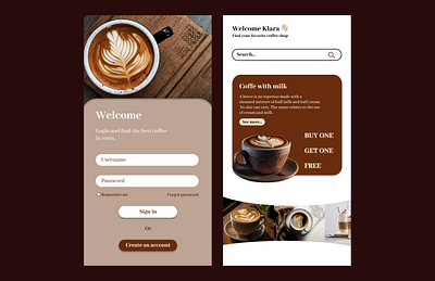 Coffee app aestethic app application autumn branding coffee design designing fall graphic design iphone logo mobile ui ux