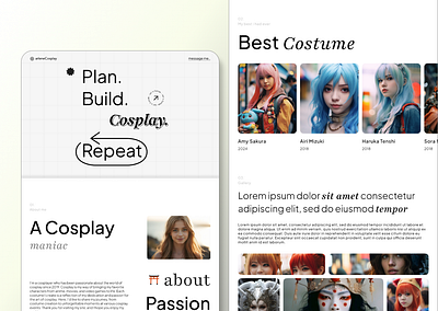 Cosplayer | A personal web adobe xd branding cosplay cosplayer design inspiration figma flat design interaction design japanese web mobile mobile app personal web portfolio ui ui design uiux ux ux design web design website