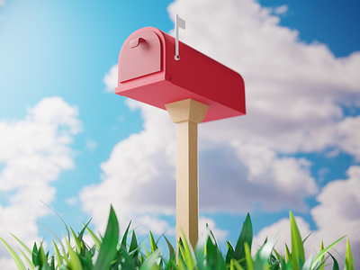 Mailbox 3d 3d illustration 3d mailbox 3d model blender box cloud grass illustration mail mailbox wood