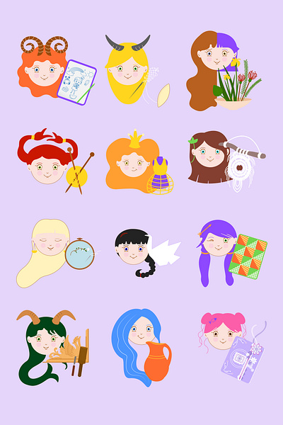 Zodiac Signs character illustration vector zodiac signs