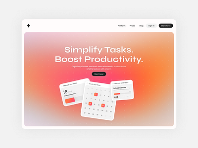 Task Management Hero cards gradient hero landing orange saas salmon task task management ui website