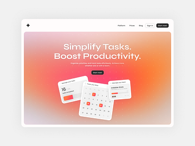 Task Management Hero cards gradient hero landing orange saas salmon task task management ui website