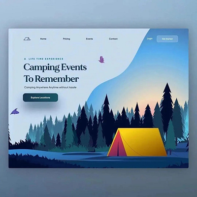 Camping Website UX/UI 2d design camping website design graphic design illustration ui ui ux website design