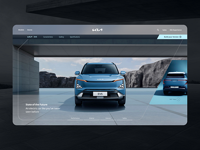 KIA - EV5 Product Page - UI Experiment for Kia Europe. car design future immersive kia lines mobility modern motors ui uidesign ux vehicle