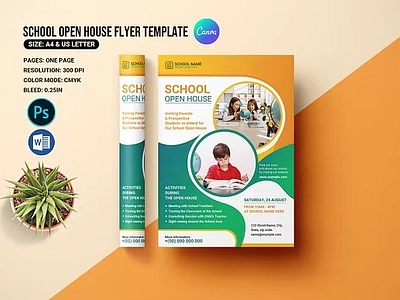 School Open House Flyer admission flyer canva template childcare children education kids kids education kids education school kids school kindergarten learning ms word nursery photoshop template posterr school school admission school flyer school leaflet school open house