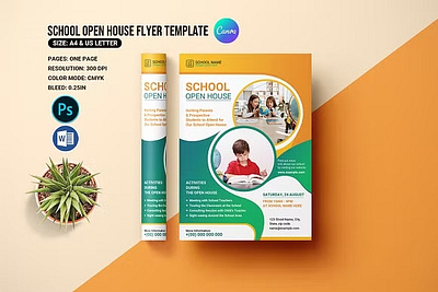 School Open House Flyer admission flyer canva template childcare children education kids kids education kids education school kids school kindergarten learning ms word nursery photoshop template posterr school school admission school flyer school leaflet school open house