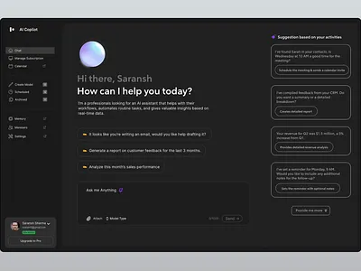 AI Copilot - Chat and Suggestions ai ai suggestion app artificial intelligience chat chat gpt claude copilot dark dark mode design gpt light mode llm model suggestions ui ui design ux web