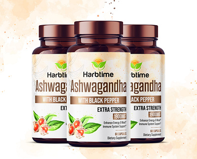 ashwagandha supplement label design, product label design ashwagandha label design ashwagandha supplement gummy bottle mockup