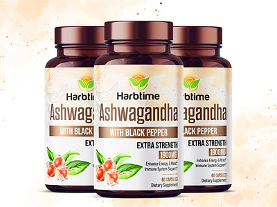 ashwagandha supplement label design, product label design ashwagandha label design ashwagandha supplement gummy bottle mockup