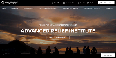 Advanced Relief Institute Website Design aesthetics cohesive coloring design exciting fun innovation management medical pain thoughtful video web