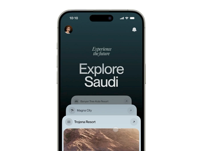 Explore Saudi animation app blur dark expensive explore investment ios luxury minimal motion saudi scroll swipe travel ui