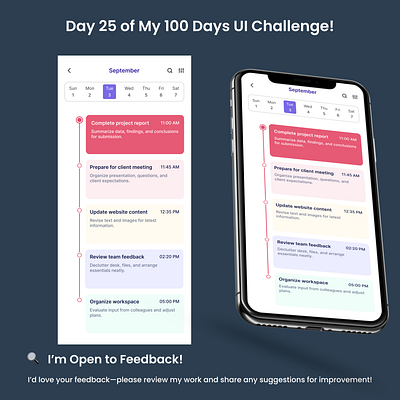 Day 25/100 - Task Management App - Calendar View UI ui