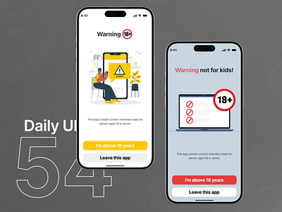 Warning 18+ UI design design product design ui ux