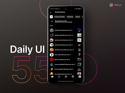 Instagram notification UI design design product design ui ux