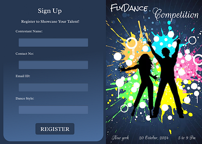 Signup Page for Dance Contest app contest design graphic design signup ui uidesign webpage