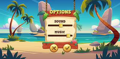 Tropical Adventures – Casual Game casualgame gameart gamedesign gameui gameuxui illustration mobilegame userinterface uxui