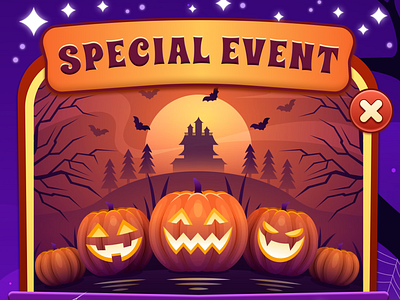 Halloween Special Event - Casual Game UI adobephotoshop casualgame gameart gamedesign gameinterface illustration mobilegame specialevent uxui