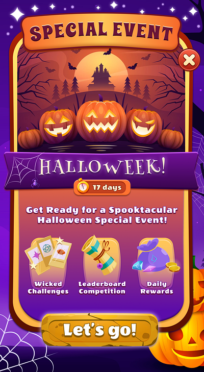 Halloween Special Event - Casual Game UI adobephotoshop casualgame gameart gamedesign gameinterface illustration mobilegame specialevent uxui