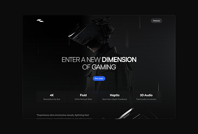 The Gaming VR exploration gaming headset hero landing product product page vr web design web3 website