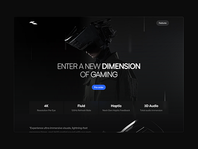 The Gaming VR exploration gaming headset hero landing product product page vr web design web3 website