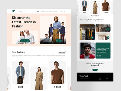 VogueTrail - Fashion landing page e commerce e commerce landing page e commerce website fashion fashion landing page fashion website landing page landing page design minimalist design online shop online store product design ui ui design user interface ux ux design visual design web design website