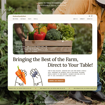 An e-commerce website for farm to table shop branding ecommerce graphic design homepage interface landing page landing page design minimal modern product design ui ux web design webflow