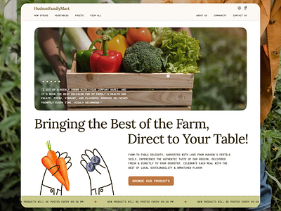 An e-commerce website for farm to table shop branding ecommerce graphic design homepage interface landing page landing page design minimal modern product design ui ux web design webflow