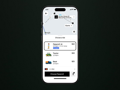 Rural Uber app design figma service design club ui ui camp ui camp w24 ui design