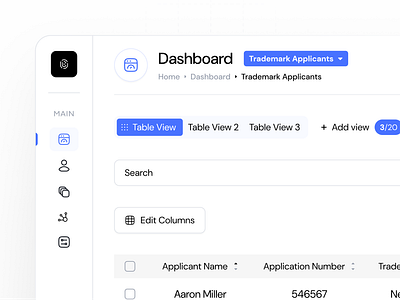 Trademarking Web App Dashboard UI UX Visual Design app design app mockup dashboard dashboard design design graphic design light theme minimalist minimalist app design product design table table design trademark app design ui ui design ui ux ui ux design ux ux design visual design