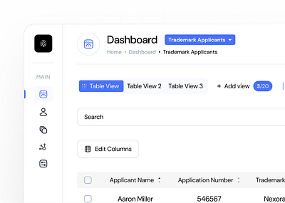 Trademarking Web App Dashboard UI UX Visual Design app design app mockup dashboard dashboard design design graphic design light theme minimalist minimalist app design product design table table design trademark app design ui ui design ui ux ui ux design ux ux design visual design