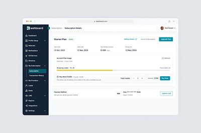 Subscription Details | PRM Dashboard admin panel dashboard design internal web app prm prm dashboard product design saas subscription plans subscription ui ui