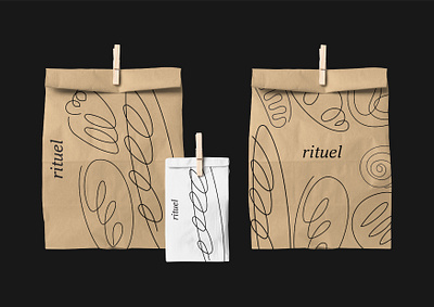 Rituel bakery branded bags bakery branding design graphic design identity illustration logo