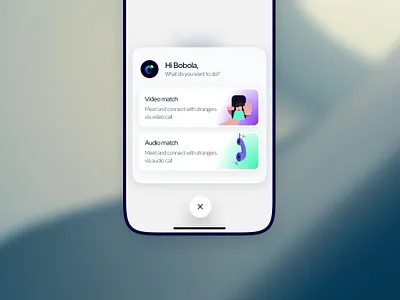 Modal popup exploration app design audio chat clean illustration minimal mobile app mobile ui modal social app video