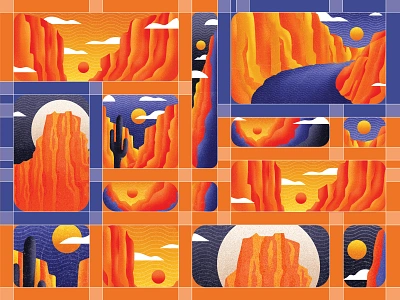 Bento Canyons art bento canyon canyons desert design drawing environment grid grids illustration landscape pattern procreate ridge river series textile texture tile