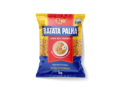 Batata Palha - Q10 bag batata brazil design food graphic design mockup pack package packaging palha plastic potato q10 redesign shoestring potatoes