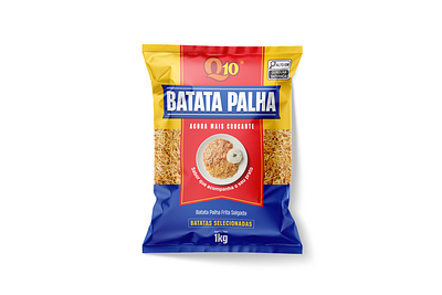 Batata Palha - Q10 bag batata brazil design food graphic design mockup pack package packaging palha plastic potato q10 redesign shoestring potatoes