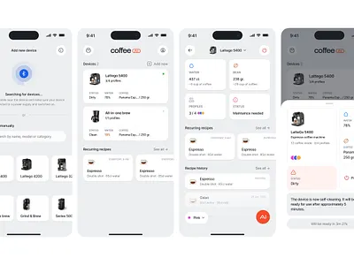 AI Powered Coffee Machine App ai app application coffee design interface machine mobile product screen ui ux