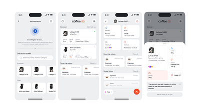 AI Powered Coffee Machine App ai app application coffee design interface machine mobile product screen ui ux