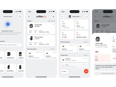 AI Powered Coffee Machine App ai app application coffee design interface machine mobile product screen ui ux