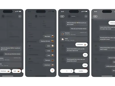 AI Powered Coffee Machine App - Conversational UI ai app coffee conversation conversational ui machine mobile