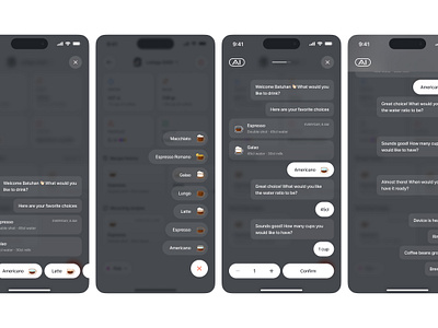 AI Powered Coffee Machine App - Conversational UI ai app coffee conversation conversational ui machine mobile