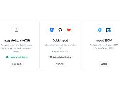 CTA Cards for Cyber Security App Project Creation Process cards cta cyber dashboard dev tool security