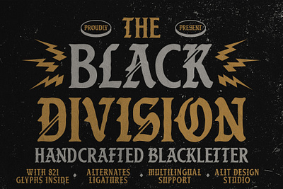 Black Division Typeface blackletter design font fonts letteing typeface vintage