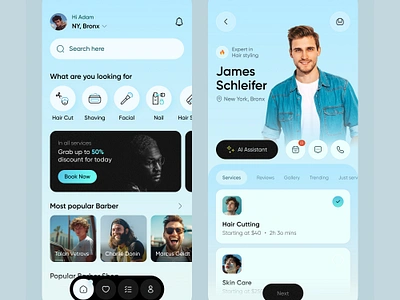Barber Booking Mobile App Concept advertise app design barber barber shop beauty salon booking booking app booking platform business business design grooming hair care hair dresser haircut man care mobile app on demand ui ux