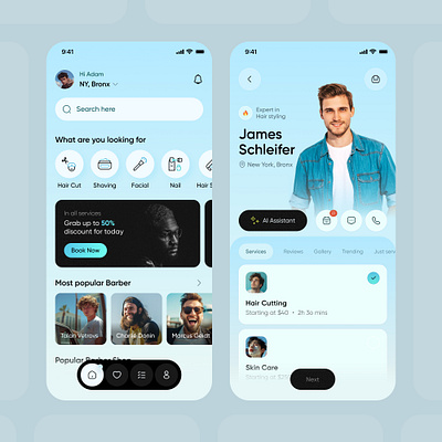 Barber Booking Mobile App Concept advertise app design barber barber shop beauty salon booking booking app booking platform business business design grooming hair care hair dresser haircut man care mobile app on demand ui ux