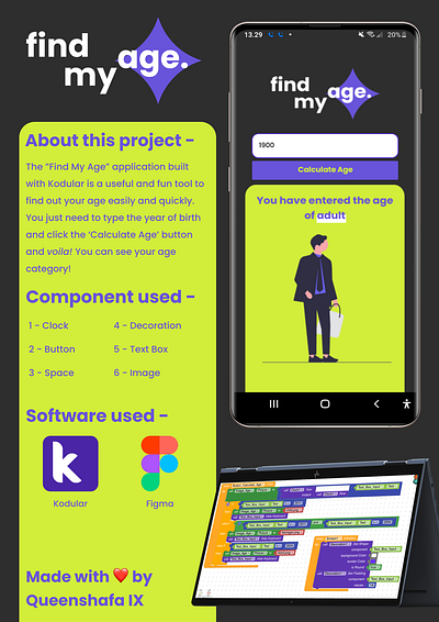 find my age. - Android App android app ui design figma graphic design poster poster design ui