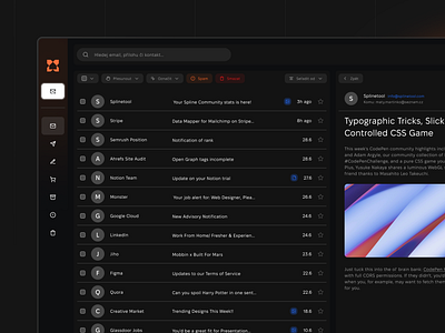 Seznam Email Redesign czech dark dashboard design email figma graphic design mail orange redesign seznam typography ui uiux