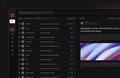 Seznam Email Redesign czech dark dashboard design email figma graphic design mail orange redesign seznam typography ui uiux